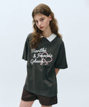 W OVER FIT HANDWRITING LOGO HEART TEE IN PINK image 1