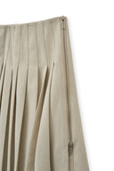SIDE ZIPPER PLEATS MIDI SKIRT IN LIGHT BEIGE image 4
