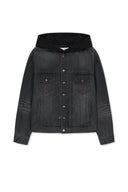 WESTERN PANEL HOODED DENIM JUMPER IN BLACK