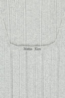 OPEN BACK RIBBED KNIT DRESS IN LIGHT GRAY image 5