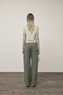 COLOR POINT WASHED DENIM PANTS IN KHAKI image 7