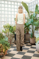 ZIPPER DETAIL NYLON PANTS IN KHAKI image 9