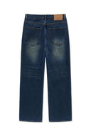 DIRTY WASHED DENIM PANTS FOR MEN IN BLUE image 2