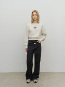 W SMALL CLASSIC LOGO CROP SWEATSHIRT IN OATMEAL