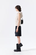 BACK LOGO JERSEY HOOD VEST IN BEIGE image 7