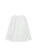 TUCK POINT LONG SLEEVE TOP FOR WOMEN IN WHITE image 1