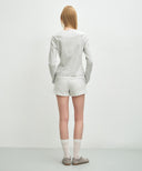 W BASIC SWEAT SHORTS IN LIGHT HEATHER GREY image 4