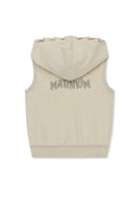 BACK LOGO JERSEY HOOD VEST IN BEIGE image 2