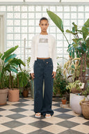 BACK LOGO SEE THROUGH CARDIGAN FOR WOMEN IN IVORY image 5