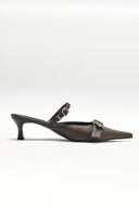 BELTED STILETTO MULE IN BROWN image 9