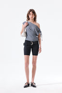 DRAPED ASYMMETRIC SLEEVELESS TOP IN SMOKE BLUE image 20