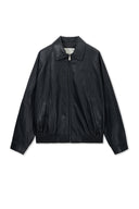 SMALL LOGO FAUX LEATHER ZIP UP JUMPER IN BLACK image 12