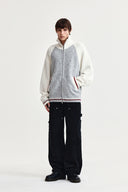 HIGH NECK RAGLAN KNIT ZIP UP FOR MEN IN IVORY image 19