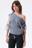 DRAPED ASYMMETRIC SLEEVELESS TOP IN SMOKE BLUE image 10