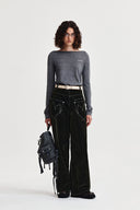 ESSENTIAL BOAT NECK KNIT TOP IN GRAY image 9