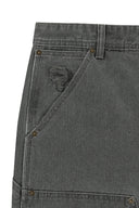 HERINGBONE RAW CUT DENIM SHORTS IN GRAY image 17