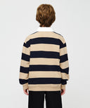 KIDS MICRO CLASSIC LOGO RUGBY STRIPE SWEATSHIRT IN NAVY