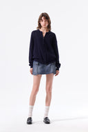 BACK LOGO JACQUARD MESH KNIT ZIP UP IN NAVY image 11