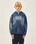 KIDS CLASSIC LOGO EMBROIDERY HOODIE ZIP-UP IN BLUE image 12