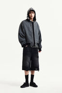 DESTROYED BERMUDA DENIM PANTS FOR MEN IN BLACK image 8