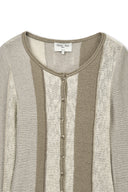 COLOR BLOCK SLIM KNIT CARDIGAN IN BEIGE image 3