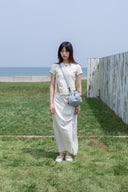 SLIT BUTTON POINT CROP TOP IN IVORY image 9