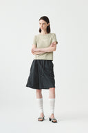 BACK SLIT SLIM TOP IN LIGHT KHAKI image 10