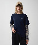 STRIPE LAYERED LONG SLEEVE IN NAVY image 1