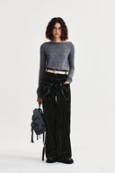 ESSENTIAL BOAT NECK KNIT TOP IN GRAY image 8