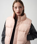 W CLASSIC LOGO DUCK DOWN CROP VEST IN PINK image 1