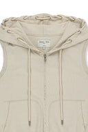 BACK LOGO JERSEY HOOD VEST IN BEIGE image 3