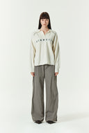 OVERSIZE PIQUE PULLOVER IN IVORY image 2