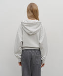 W SMALL CLASSIC LOGO CROP HOODIE IN LIGHT HEATHER GREY image 10