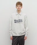 BASEBALL LOGO COLLAR HALF ZIPUP SWEATSHIRT IN LIGHT HEATHER GREY image 8