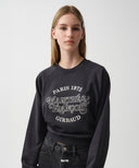 W MELLOW LOGO RAGLAN CROP SWEATSHIRT IN CHARCOAL GREY image 1