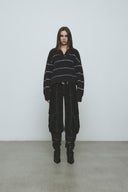 HAIRY STRIPE PIQUE KNIT TOP IN BROWN image 6