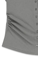 SIDE SHIRRING BUTTON TOP IN GRAY image 5