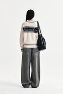 BACK LOGO COLLAR KNIT TOP FOR WOMEN IN IVORY image 17
