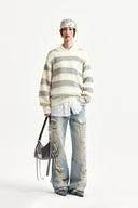 TEXTURE BLOCK STRIPE KNIT PULLOVER IN LIGHT YELLOW image 9