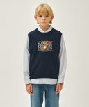 KIDS BEAR CLASSIC LOGO KNIT VEST IN NAVY image 10