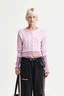 LAYERED TEXTURE KNIT CARDIGAN IN LILAC image 11