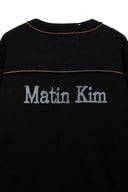 BACK LOGO LINE POINT KNIT CARDIGAN IN BLACK image 17