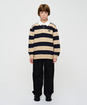 KIDS MICRO CLASSIC LOGO RUGBY STRIPE SWEATSHIRT IN NAVY