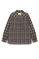 MIXED CHECK OVER FIT SHIRT IN BROWN image 14