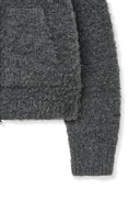 BOUCLE KNIT ZIP UP CARDIGAN IN CHARCOAL GREY image 15