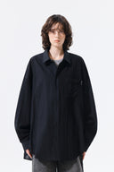 MIXED PANEL OVER FIT SHIRT IN BLACK image 19