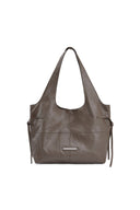 SIDE STRING LEATHER BIG SHOULDER BAG IN BROWN image 1