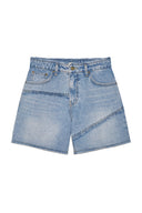 CUT LINE POINT DENIM SHORTS IN BLUE image 12