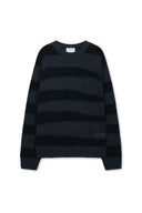 TEXTURE BLOCK STRIPE KNIT PULLOVER IN NAVY image 1