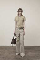 SIDE PINTUCK POINT PANTS IN BEIGE image 10